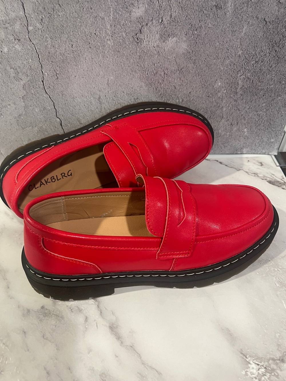 Red Penny Loafers - Chunky Sole